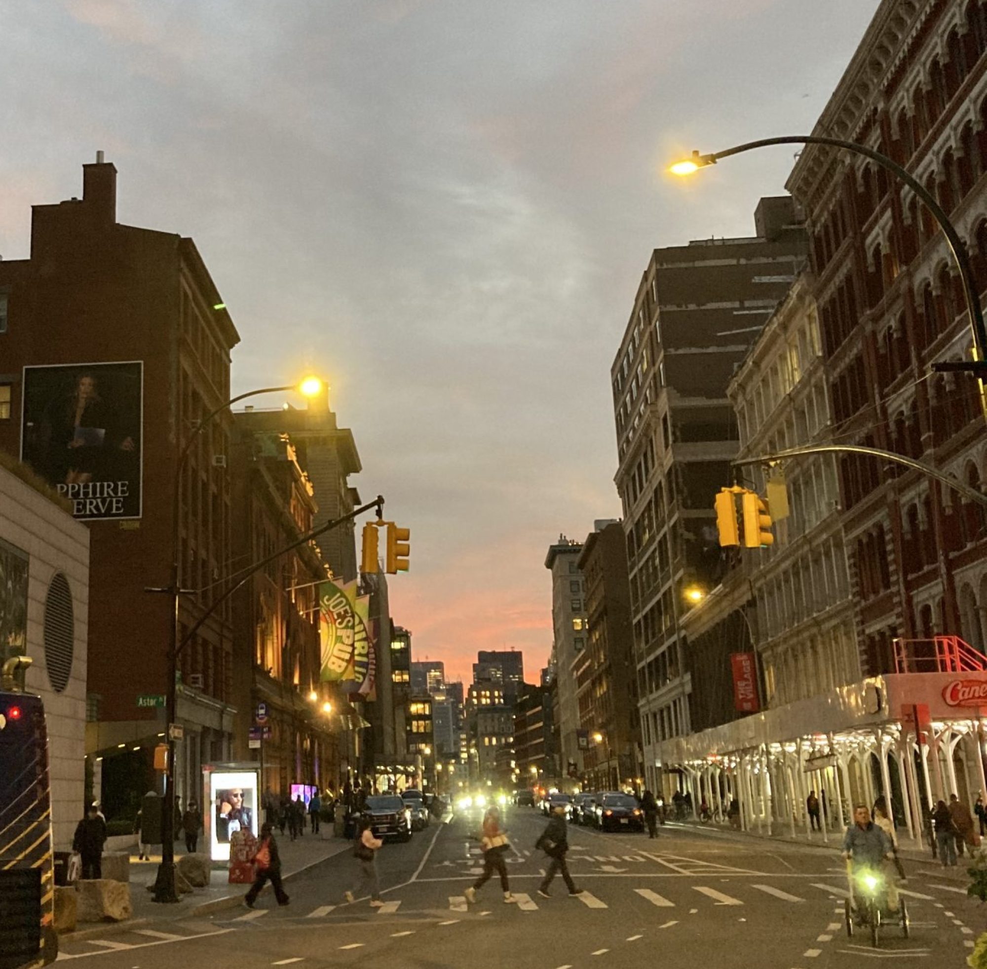 Downtown NYC at sunset.
